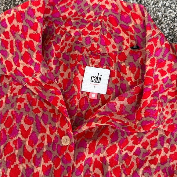 CAbi Red and Pink Sleeveless Blouse Heartbreaker small shirt top leopard animal - Picture 4 of 4